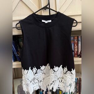 Derek Lam Black and White Sleeveless Muscle Tee